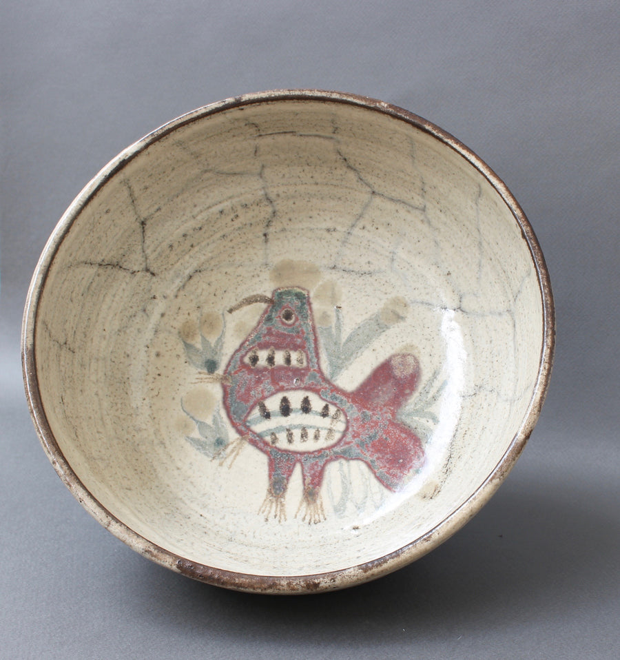Mid-Century French Ceramic Decorative Bowl by Gustave Reynaud for Le Mûrier (circa 1950s)