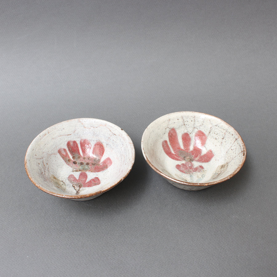 Pair of Small French Ceramic Bowls by Gustave Reynaud for Le Mûrier (circa 1950s)
