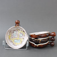 Set of Four Ceramic Serving Dishes with Handles by Jean & Juliette Rivier (circa 1960s)