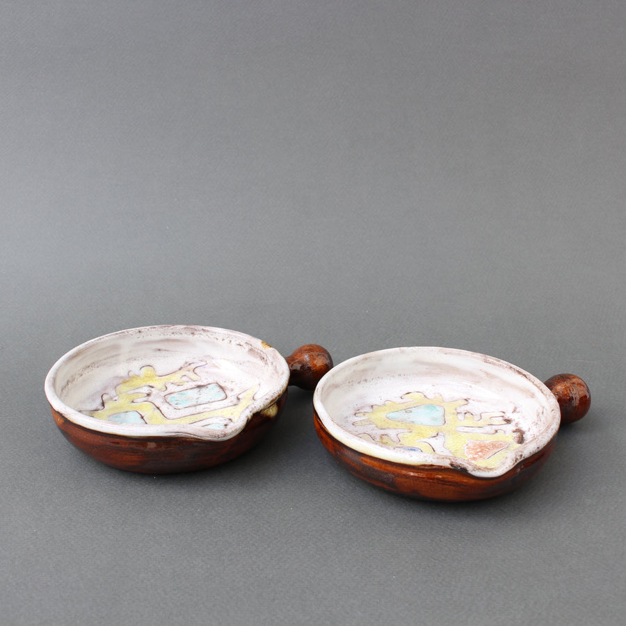 Set of Four Ceramic Serving Dishes with Handles by Jean & Juliette Rivier (circa 1960s)
