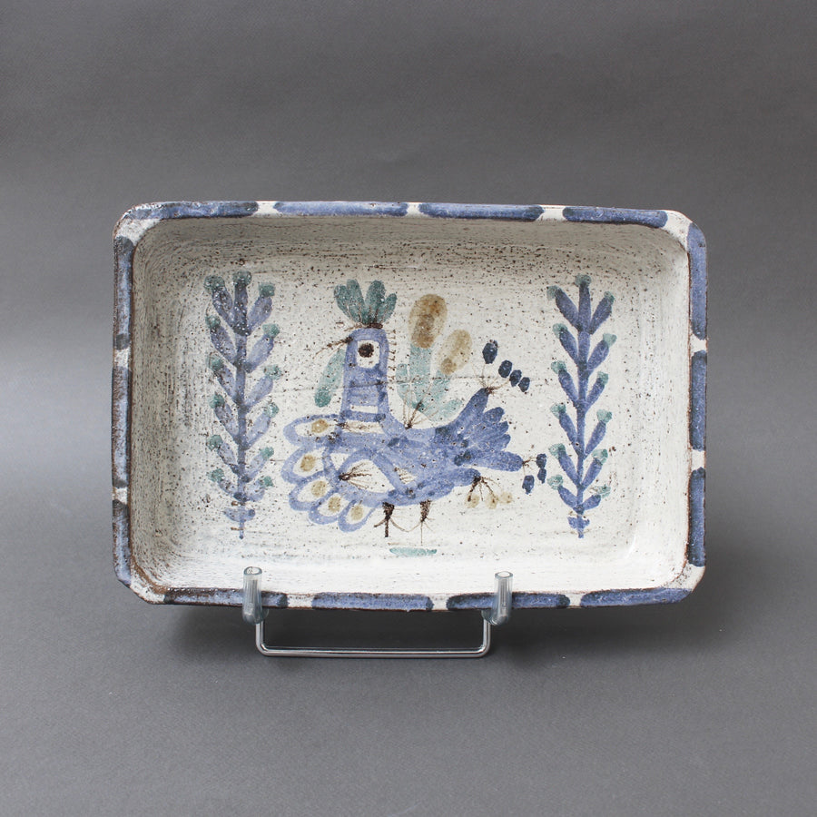 Decorative Ceramic Rectangular Dish by Gustave Reynaud, Le Mûrier (circa 1950s)