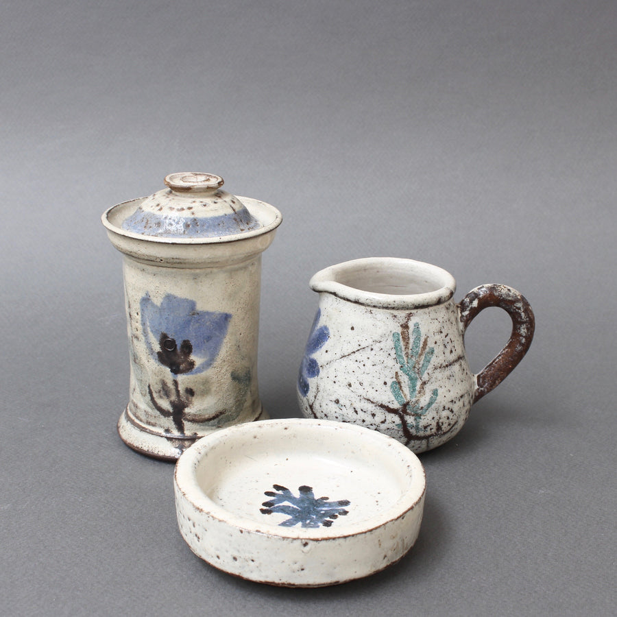 Set of Three French Ceramic Pieces by Gustave Reynaud for Le Mûrier (circa 1950s)