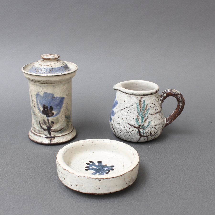 Set of Three French Ceramic Pieces by Gustave Reynaud for Le Mûrier (circa 1950s)
