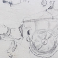 Set of Two Historical Pencil Drawings of Early 20th Century Paris (circa 1900)