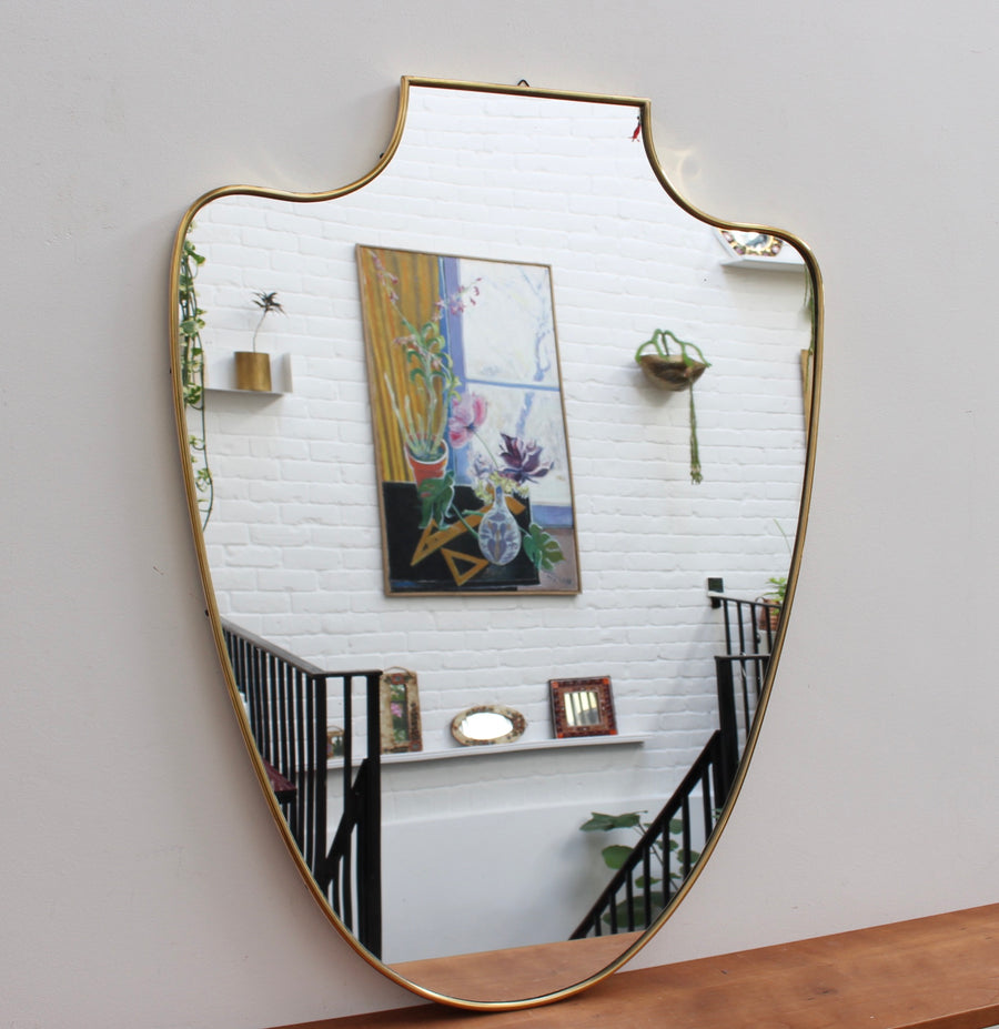 Mid-Century Italian Wall Mirror with Brass Frame (circa 1950s)
