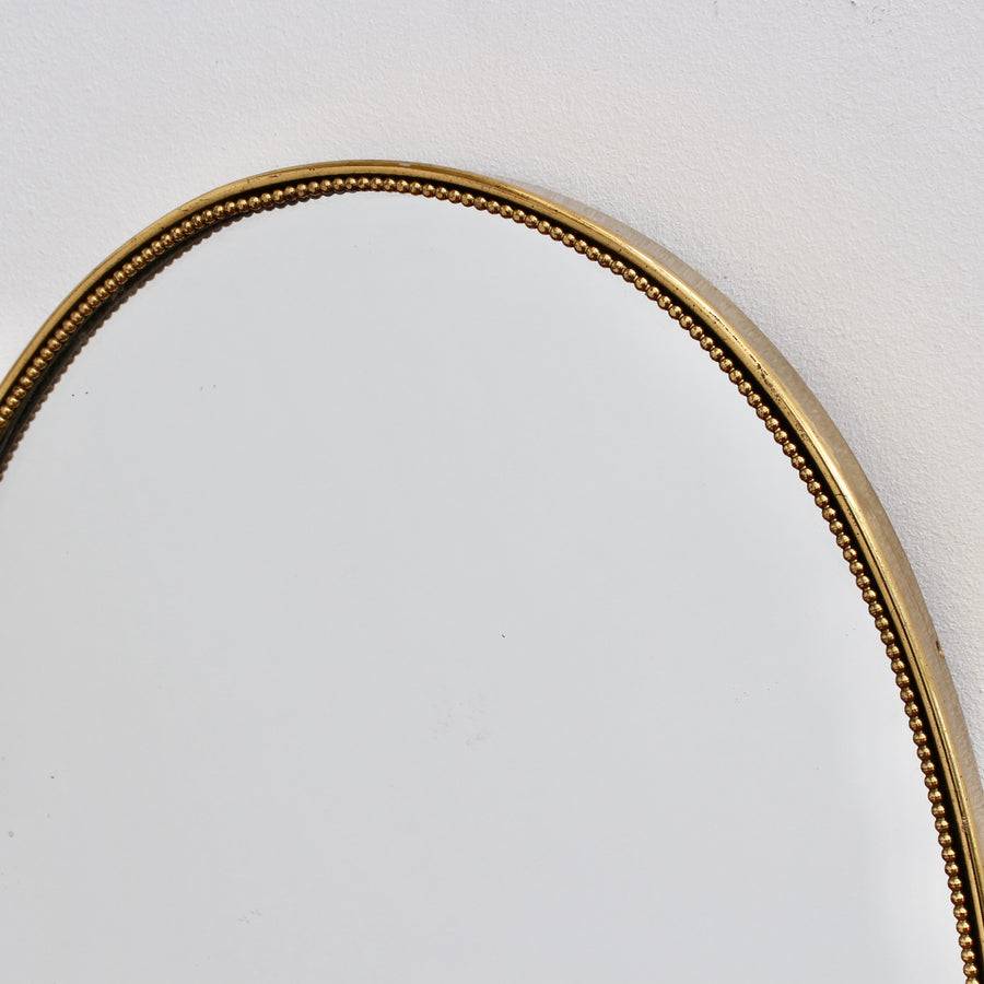 Mid-Century Italian Oblong-Shaped Wall Mirror with Beaded Brass Frame (circa 1950s)