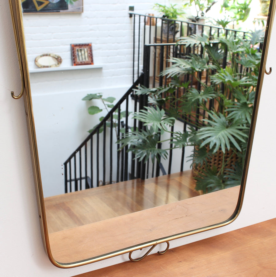 Mid-Century Italian Wall Mirror with Brass Frame and Decorative Surround (circa 1950s)