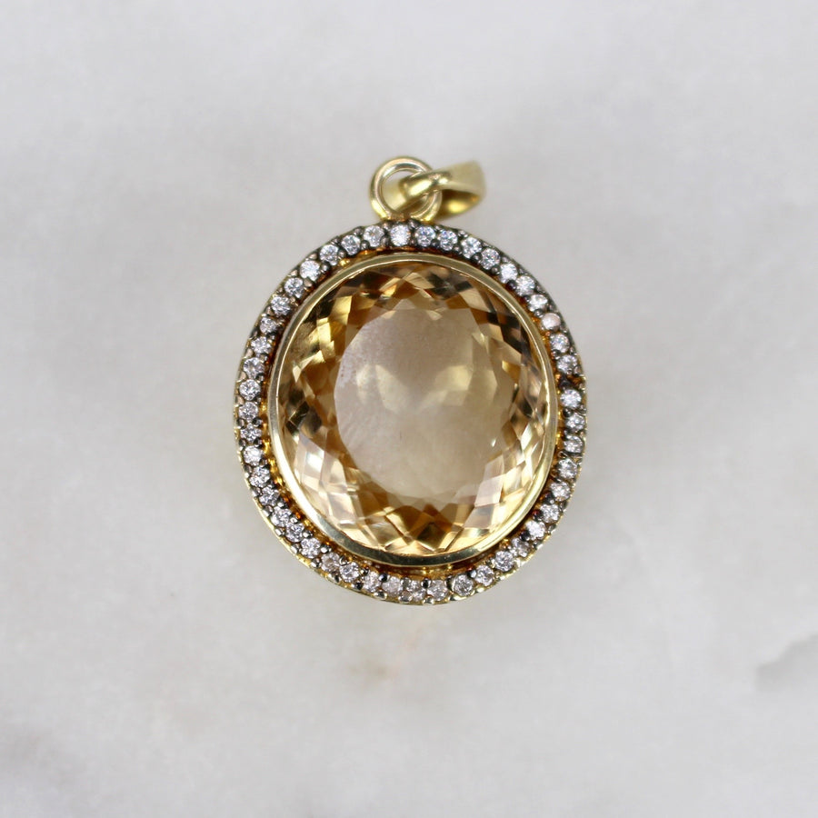 Pendant with Large Citrine and Cubic Zirconia Stones (c. 1990)