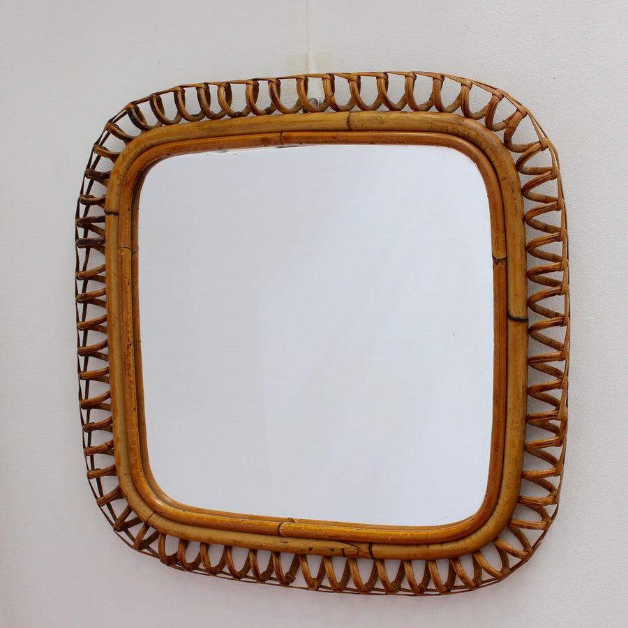Vintage Italian Rattan Mirror (circa 1960s)
