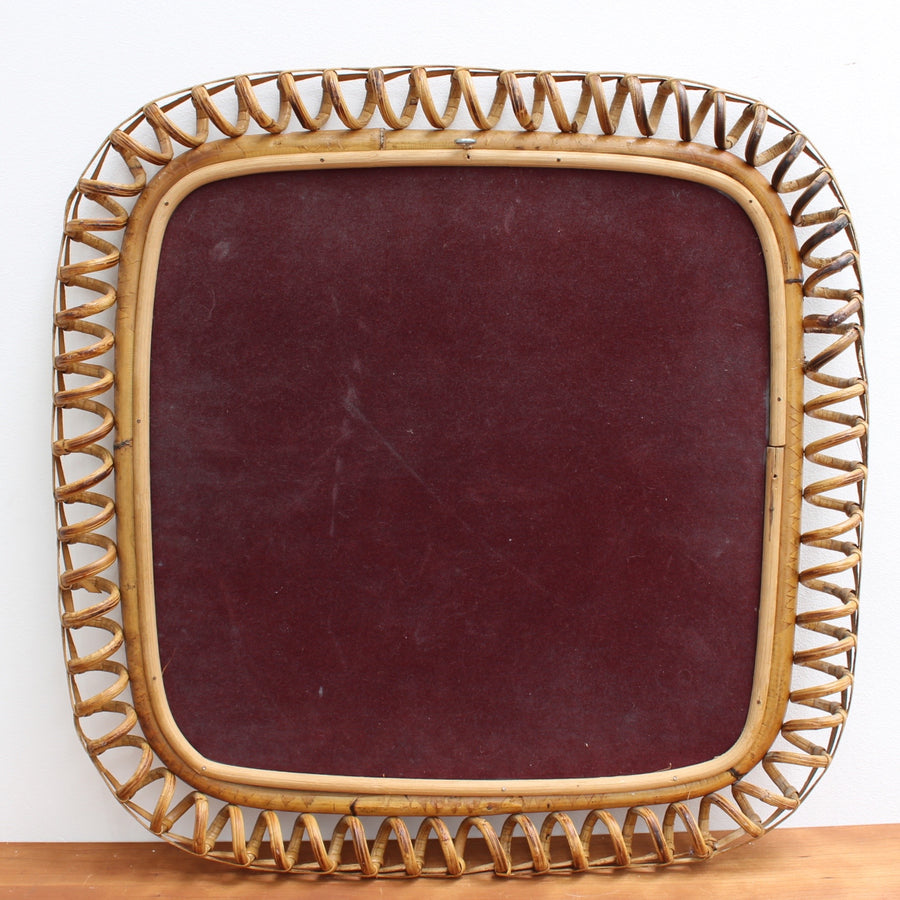 Vintage Italian Rattan Mirror (circa 1960s)