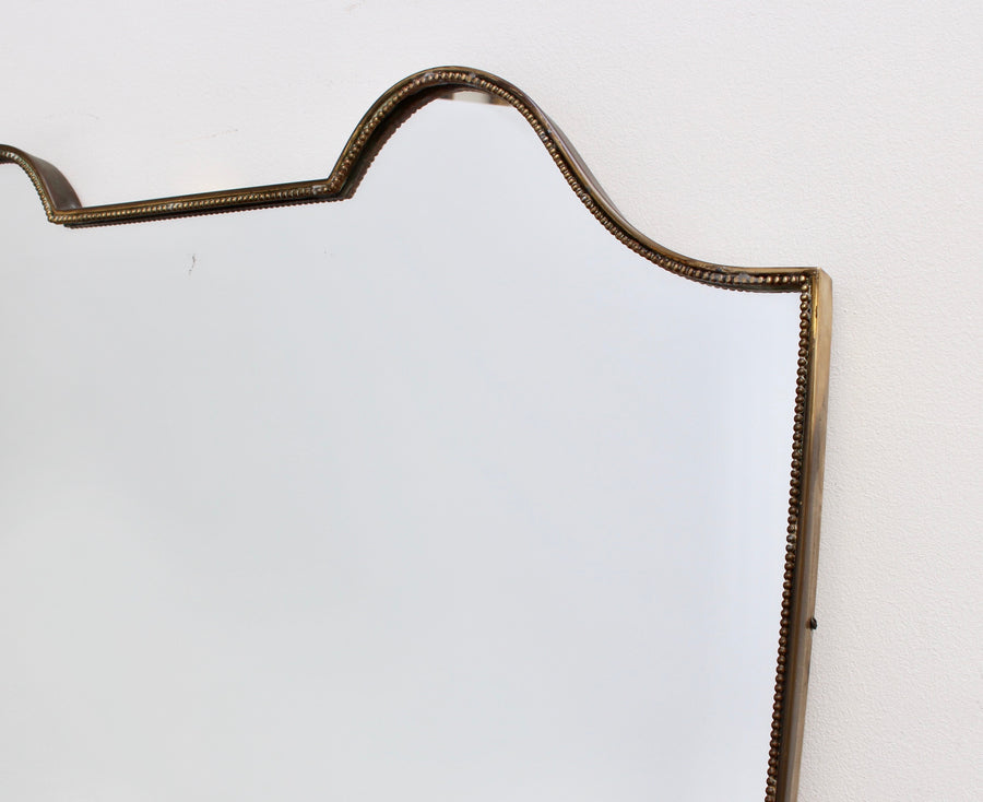 Mid-Century Italian Crest-Shaped Wall Mirror with Distinctive Beading (circa 1950s)