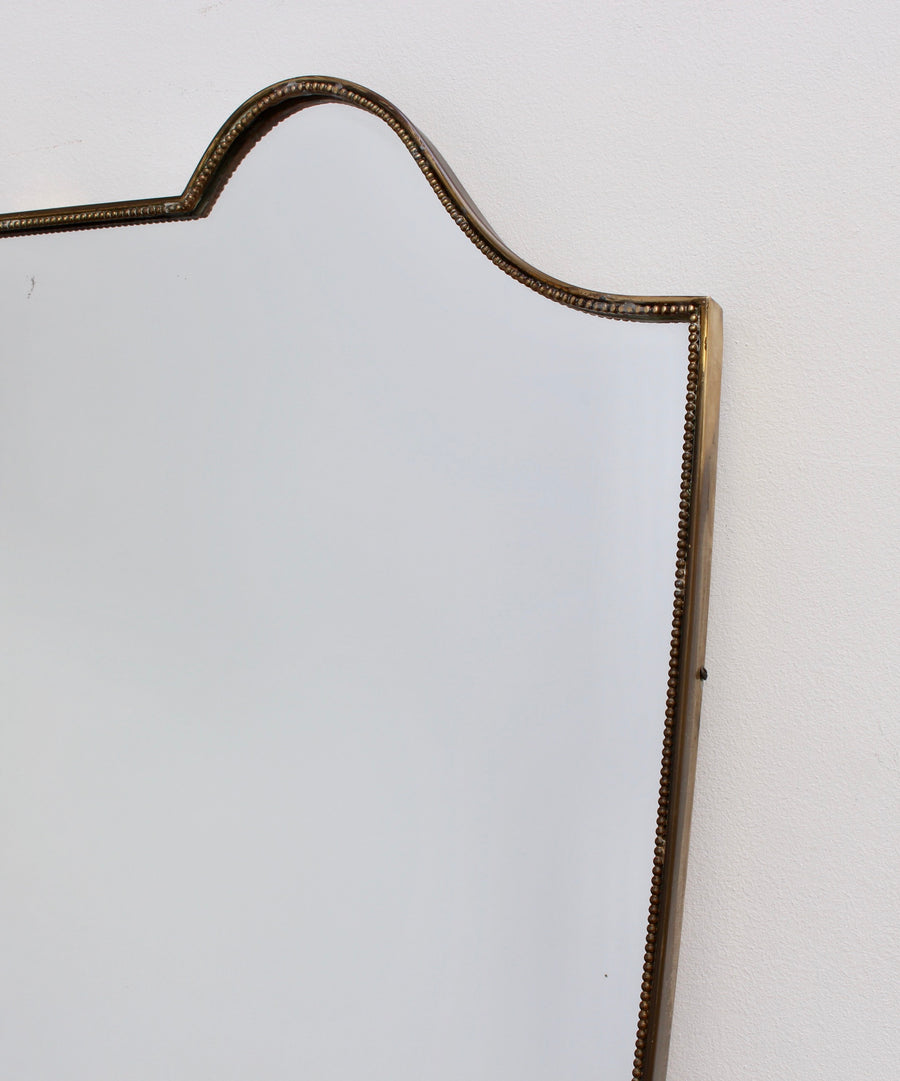 Mid-Century Italian Crest-Shaped Wall Mirror with Distinctive Beading (circa 1950s)
