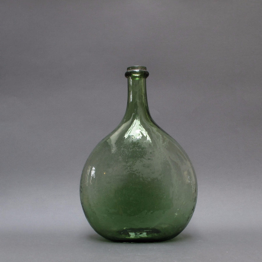 19th Century French Green Glass Wine Demijohn