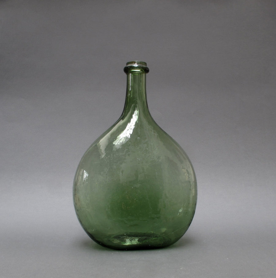 19th Century French Green Glass Wine Demijohn