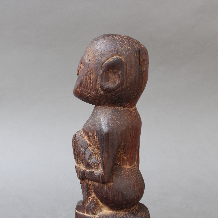 Wooden Sculpture / Carving of Sitting Figure from Sumba Island, Indonesia (circa 1970s - 1980s)