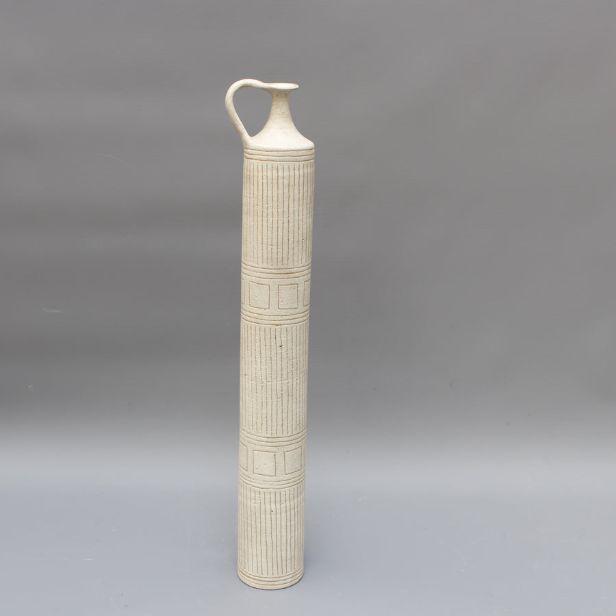 Italian Cylindrical Ceramic Vase by Bruno Gambone (circa 1970s) - Large