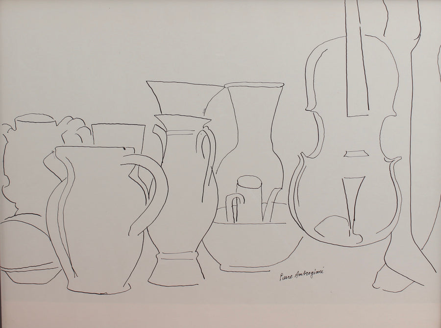 'Still Life with Vessels and Violin' by Pierre Ambrogiani (circa 1950s)