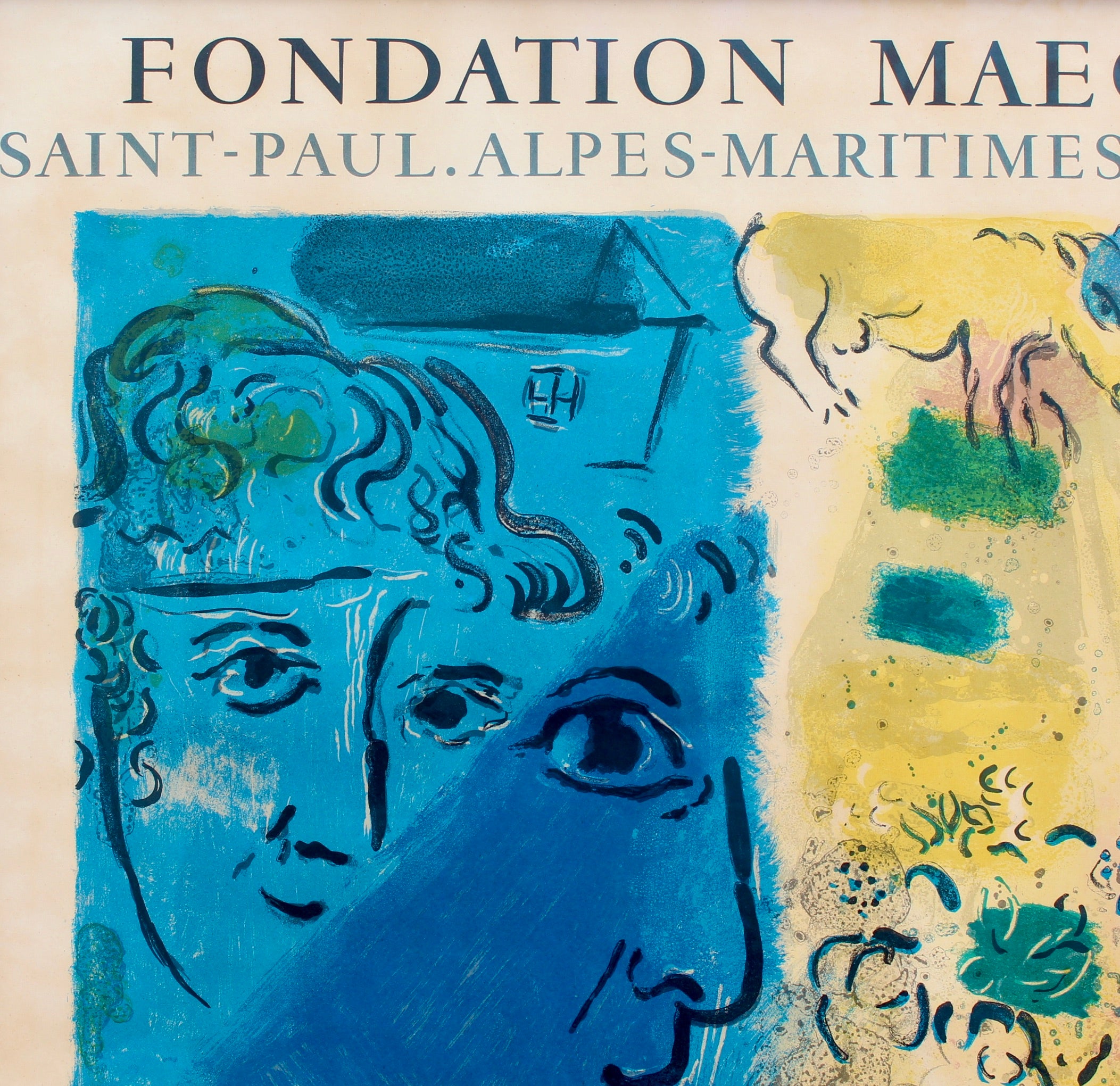 Blue Profile' Lithograph Poster by Marc Chagall with Original