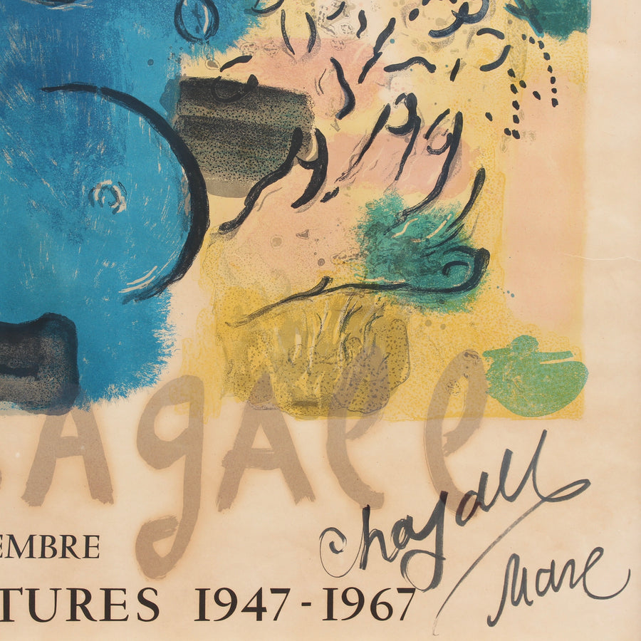 'Blue Profile' Lithograph Poster by Marc Chagall with Original Signature (1967)