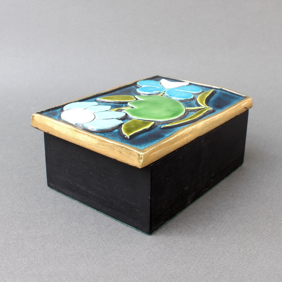 Jewellery Box with Decorative Ceramic Lid by Mithé Espelt (circa 1960s)