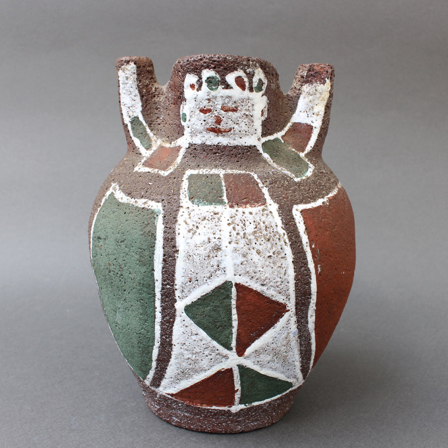 Mid-Century Ceramic Vase with Human Figure Motif by Accolay (circa 1950s)