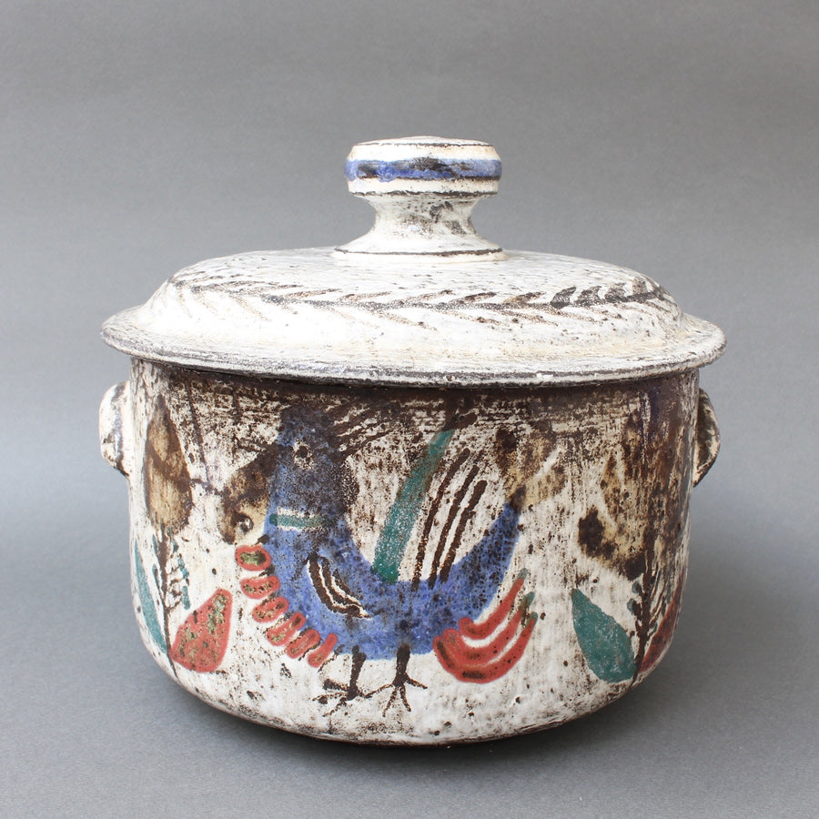 Decorative Ceramic Casserole Dish with Lid by Gustave Reynaud, Le Mûrier (circa 1950s)