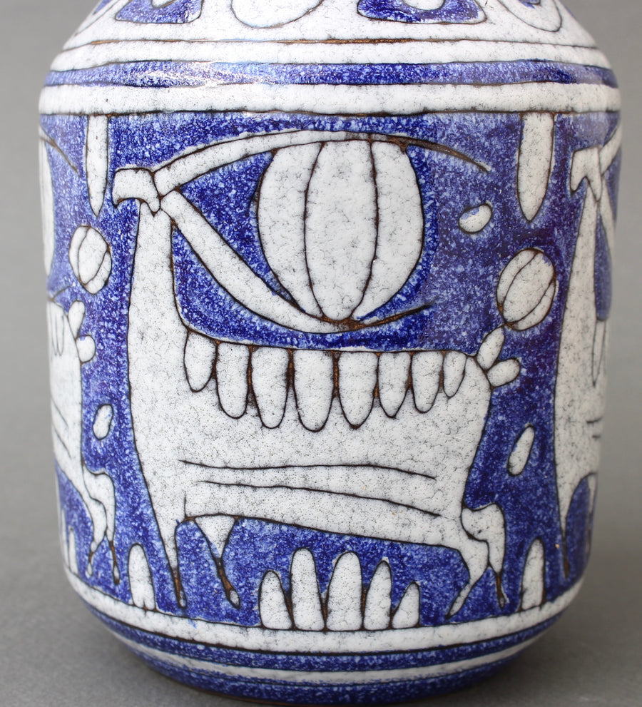 Mid-Century Italian Blue Ceramic Vase by Fratelli Fanciullacci (circa 1960s)
