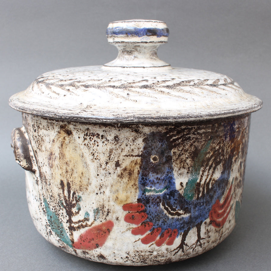 Decorative Ceramic Casserole Dish with Lid by Gustave Reynaud, Le Mûrier (circa 1950s)