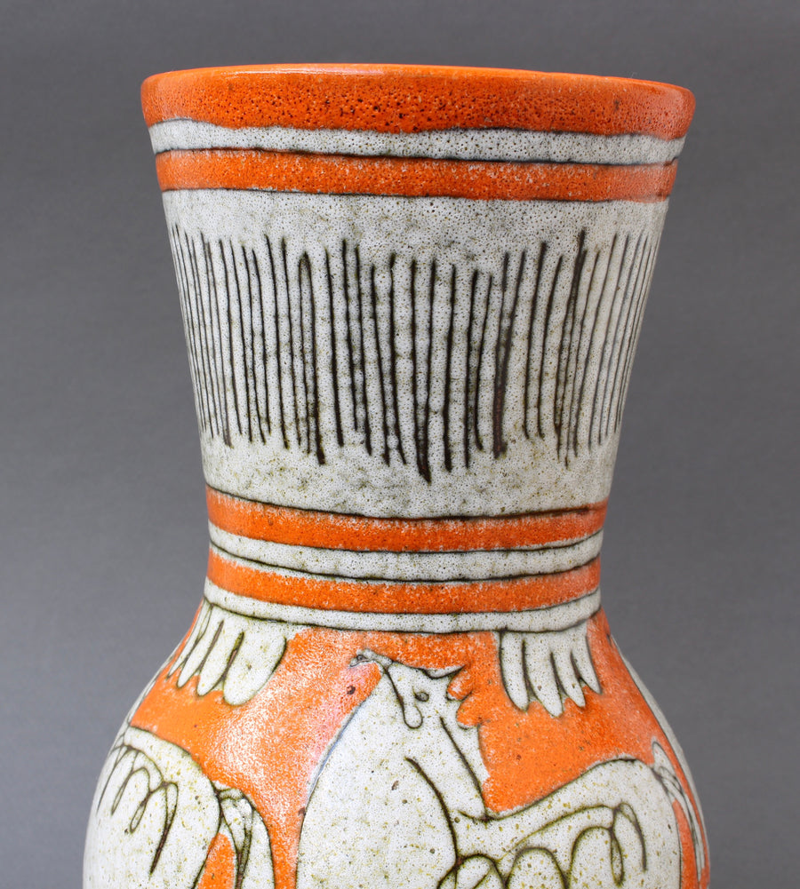 Mid-Century Italian Orange Ceramic Vase by Fratelli Fanciullacci (circa 1960s)