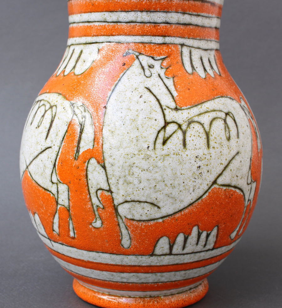 Mid-Century Italian Orange Ceramic Vase by Fratelli Fanciullacci (circa 1960s)