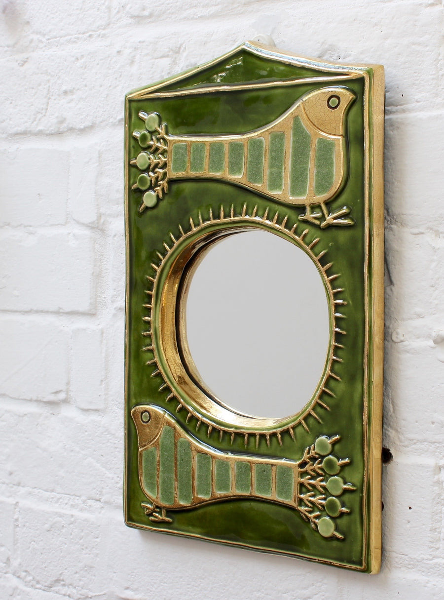 Ceramic Decorative Wall Mirror by Mithé Espelt (circa 1970s)