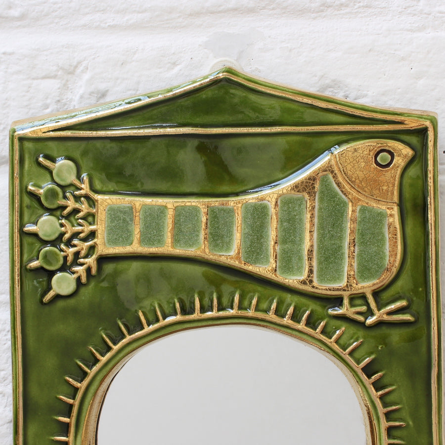 Ceramic Decorative Wall Mirror by Mithé Espelt (circa 1970s)