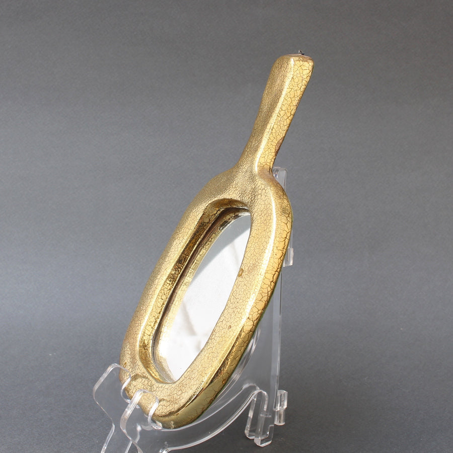 Ceramic Oval Shaped Hand Mirror by François Lembo (circa 1960s)