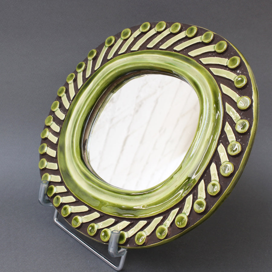 Decorative Ceramic Wall Mirror by François Lembo (circa 1960s)