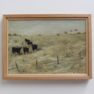 'Grazing Bulls in the Carmargue' by M. Arvanitakis (circa 1950s)