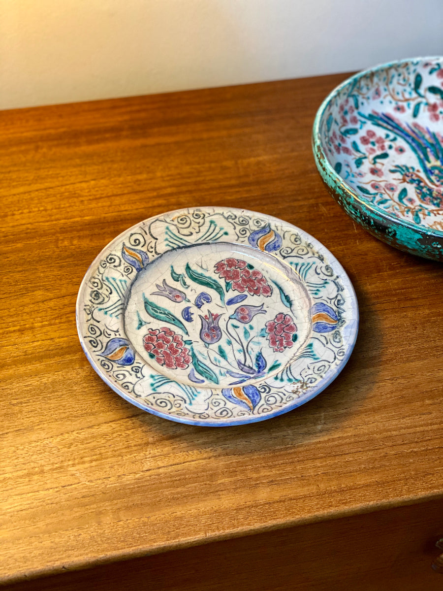 French Iznik-Inspired Ceramic Decorative Plate by Édouard Cazaux (circa 1930s)