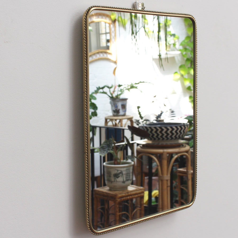 Mid-Century Italian Wall Mirror with Decorative Brass Frame (circa 1950s) - Small
