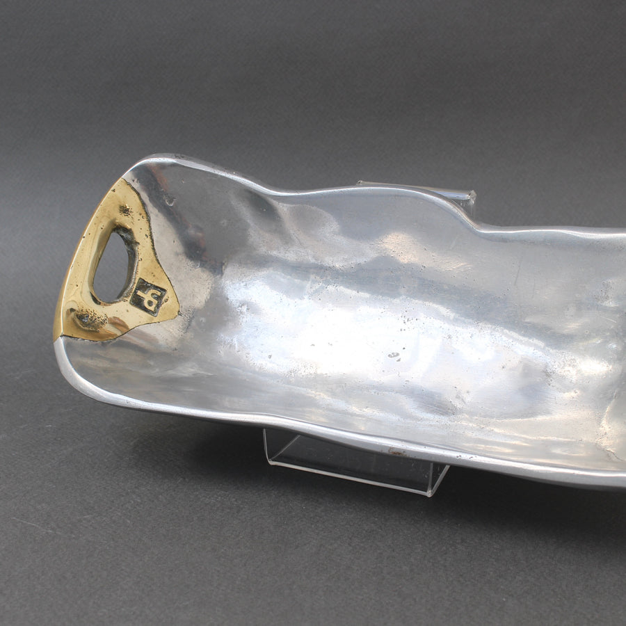 Aluminium and Brass Brutalist Style Tray by David Marshall (c. 1980s)