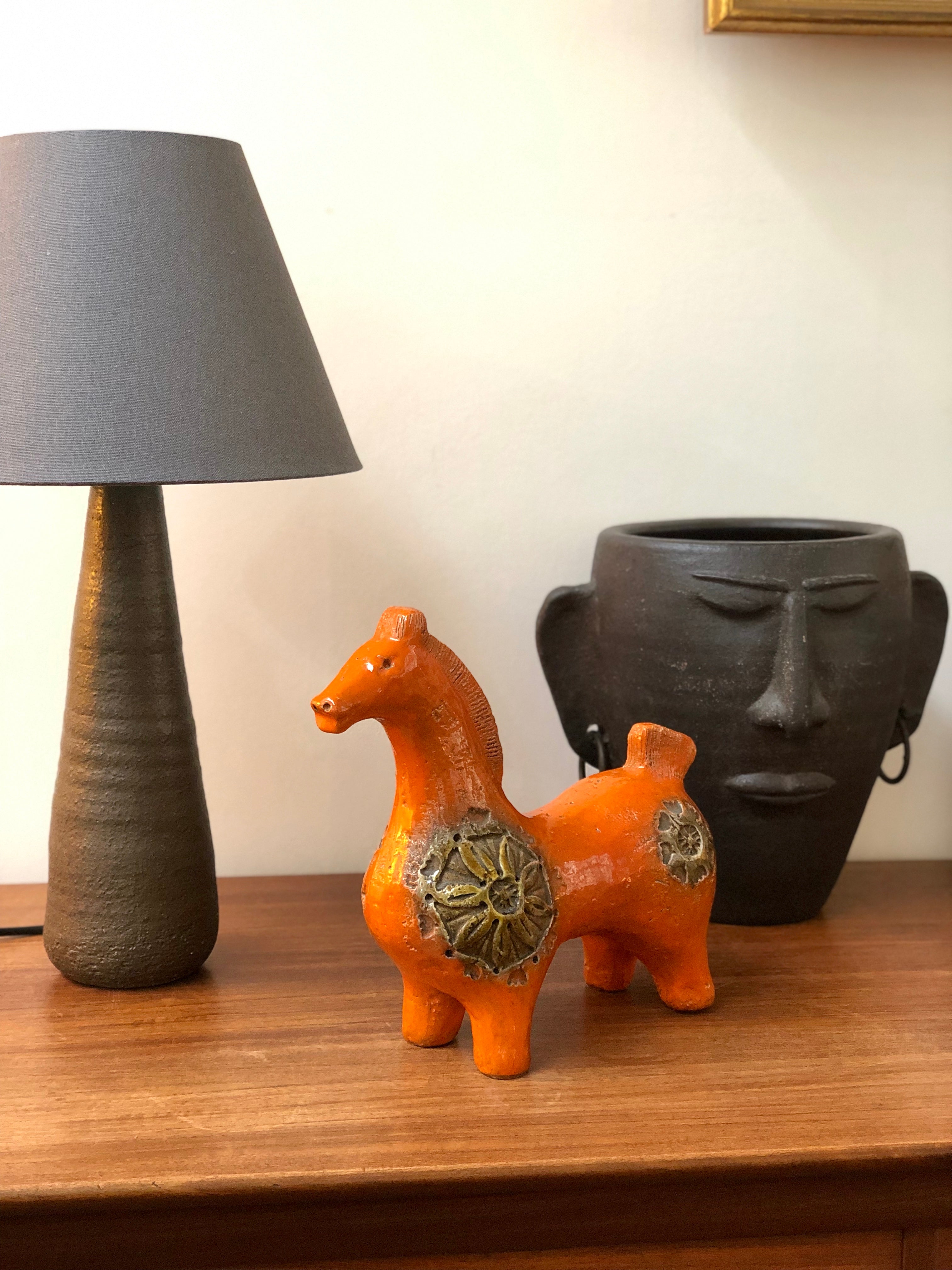 Italian Ceramic Orange Horse by Aldo Londi for Bitossi (circa