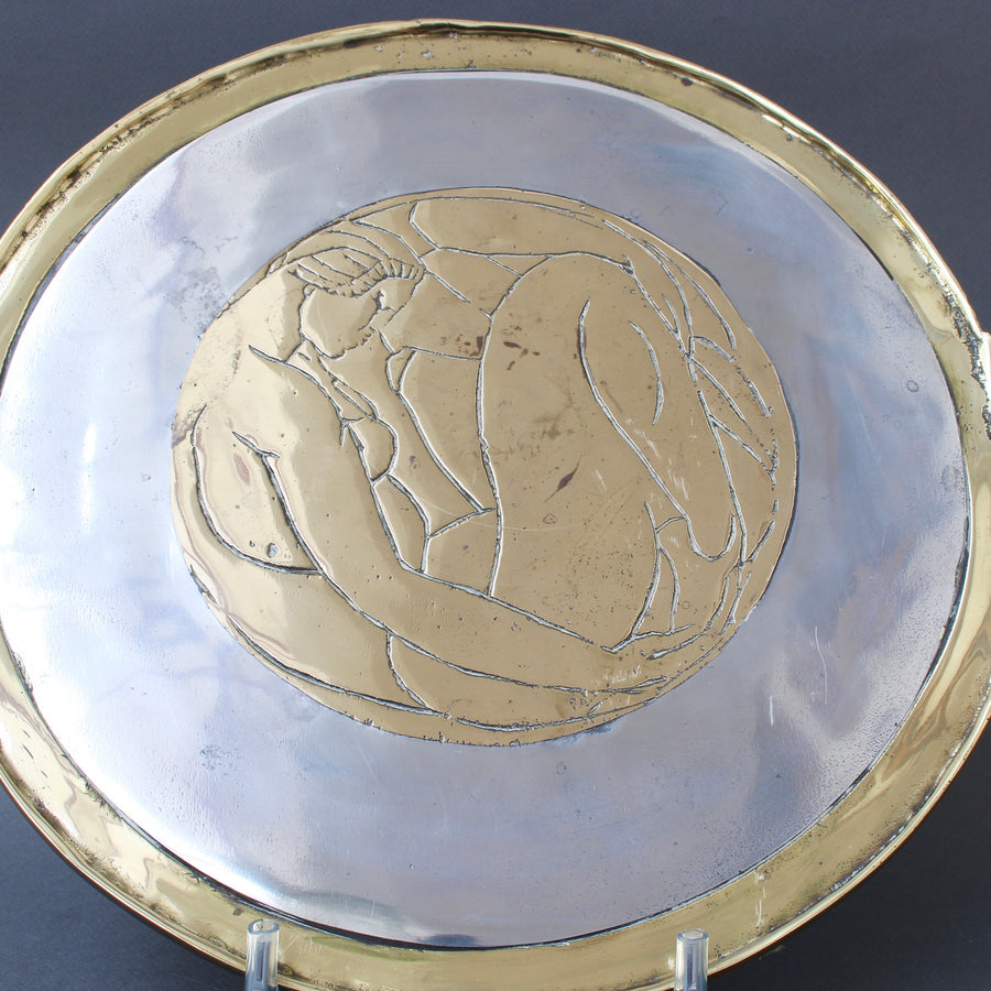 Aluminium and Brass Brutalist Style Serving Tray by Leopold (circa 1970s)