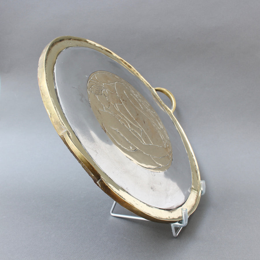 Aluminium and Brass Brutalist Style Serving Tray by Leopold (circa 1970s)
