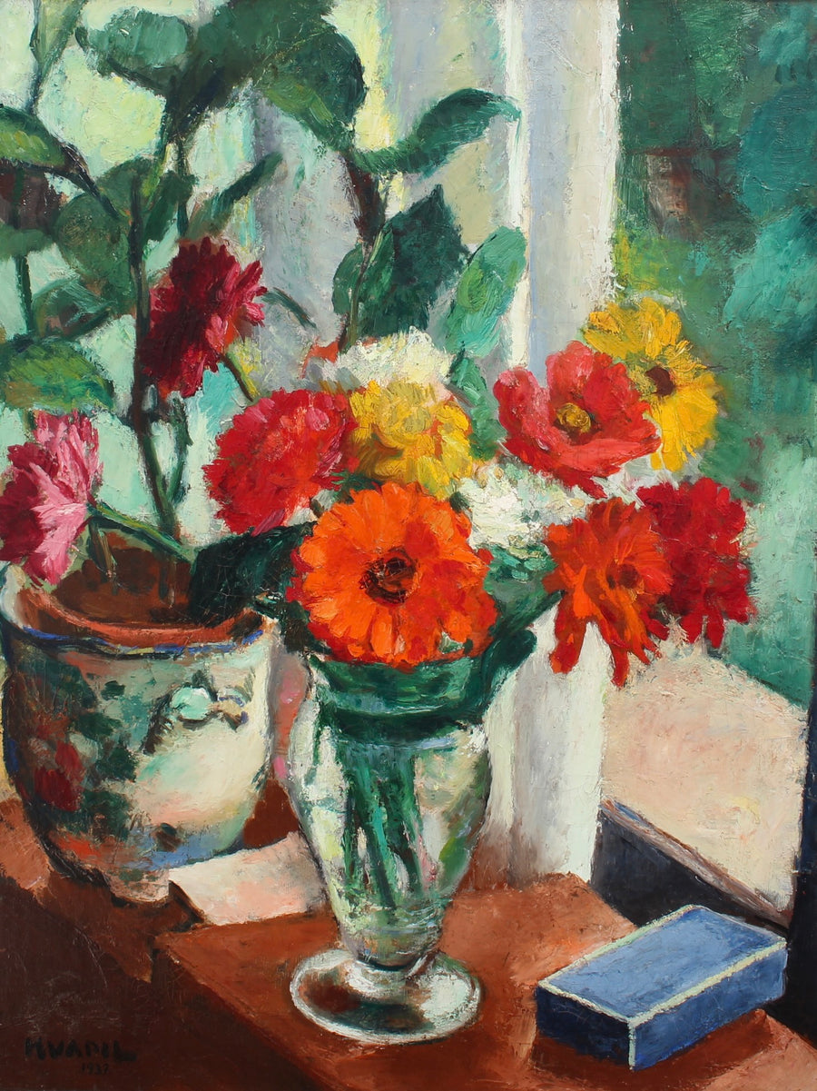 'Flowers in the Window' by Charles Kvapil (1937)