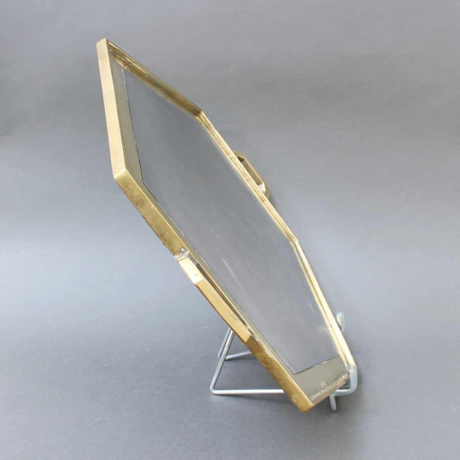 Aluminium and Brass Brutalist Style Hexagon-Shaped Serving Tray by David Marshall (circa 1980s)