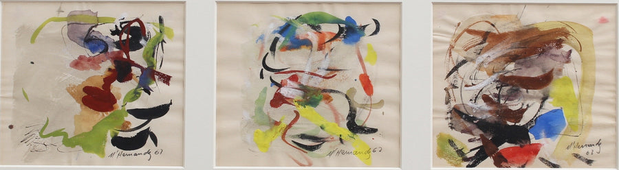 Abstract Triptych by M. Hernandez (1960s)