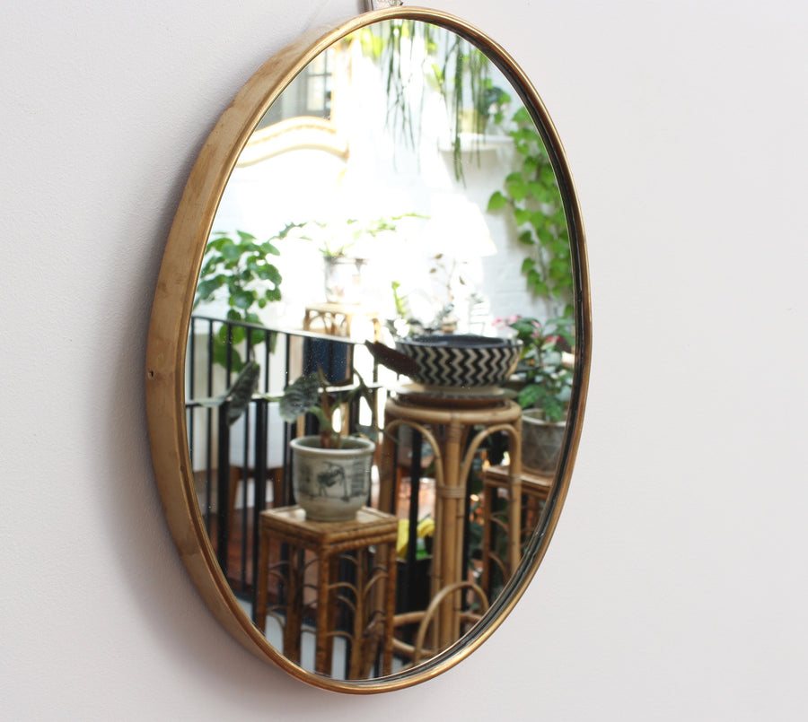 Mid-Century Italian Wall Mirror with Brass Frame (circa 1950s) - Small