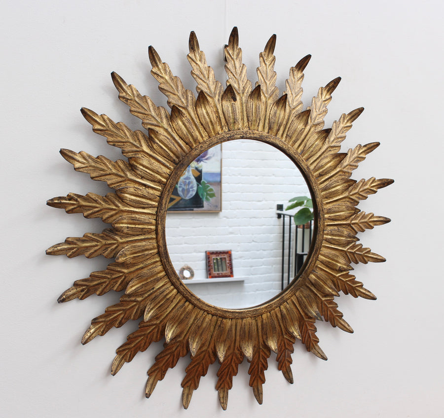Spanish Gilt Metal Sunburst Mirror (circa 1960s)