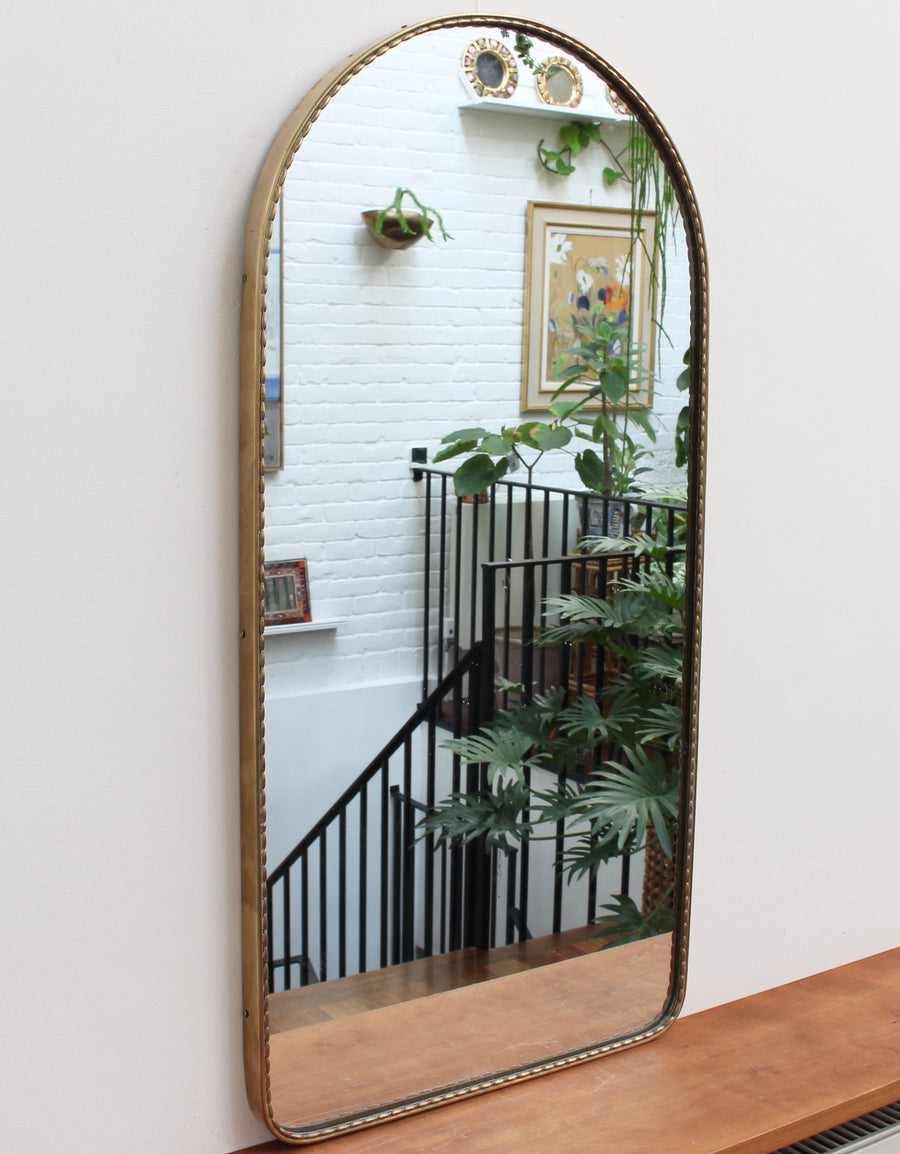 Vintage Italian Arch-Shaped Wall Mirror with Brass Frame (circa 1950s)