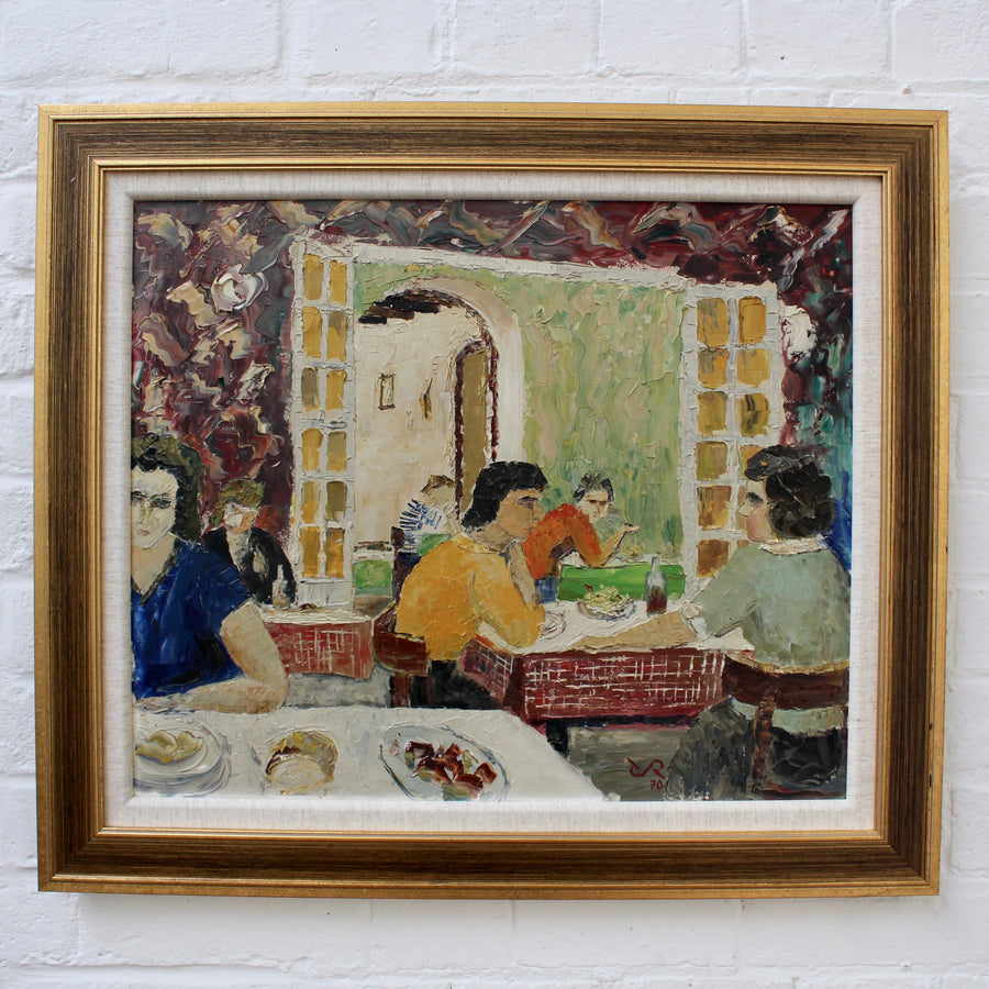 'At the Table in a French Restaurant', French School (1970)