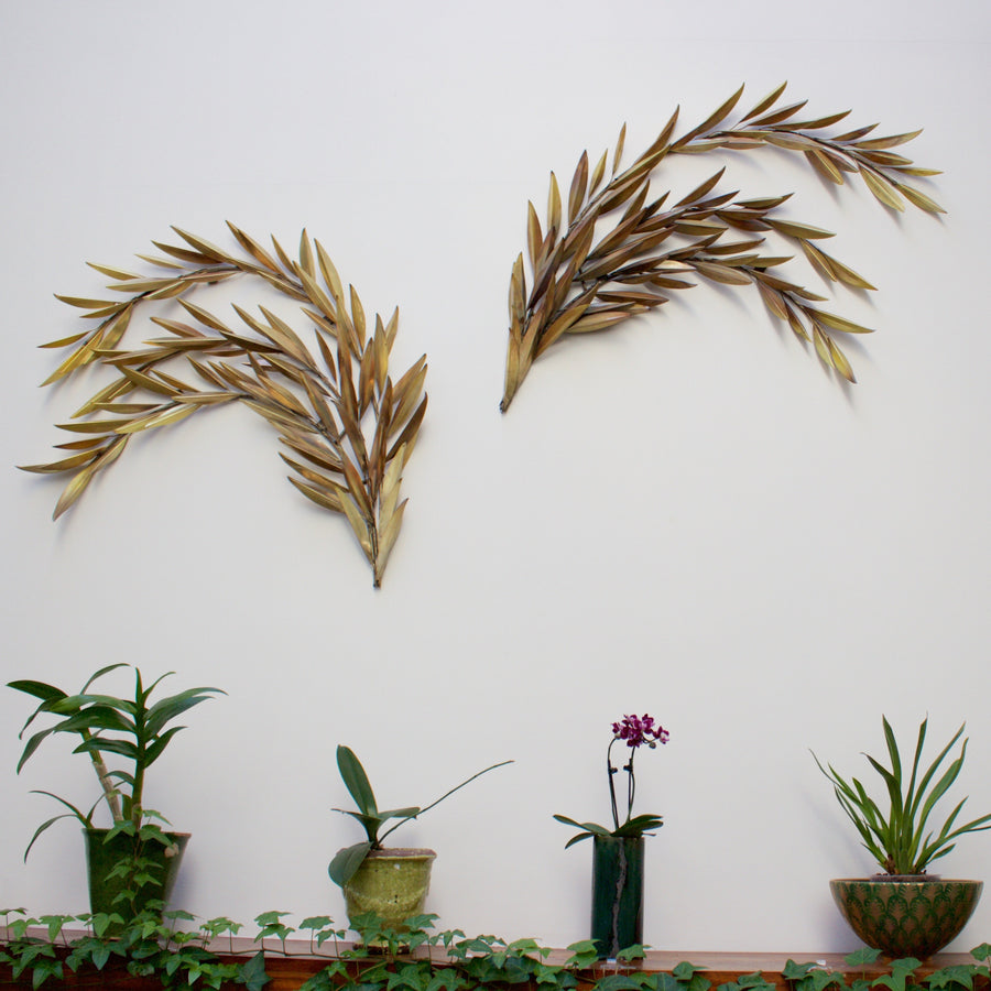 Contemporary Brass Olive Branch Wall Accents