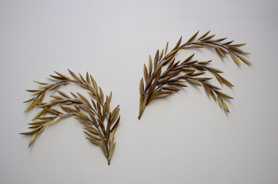 Contemporary Brass Olive Branch Wall Accents